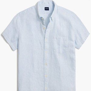 NWT J.Crew Factory Mens Short Sleeve Slim Linen Seersucker Button Down Shirt